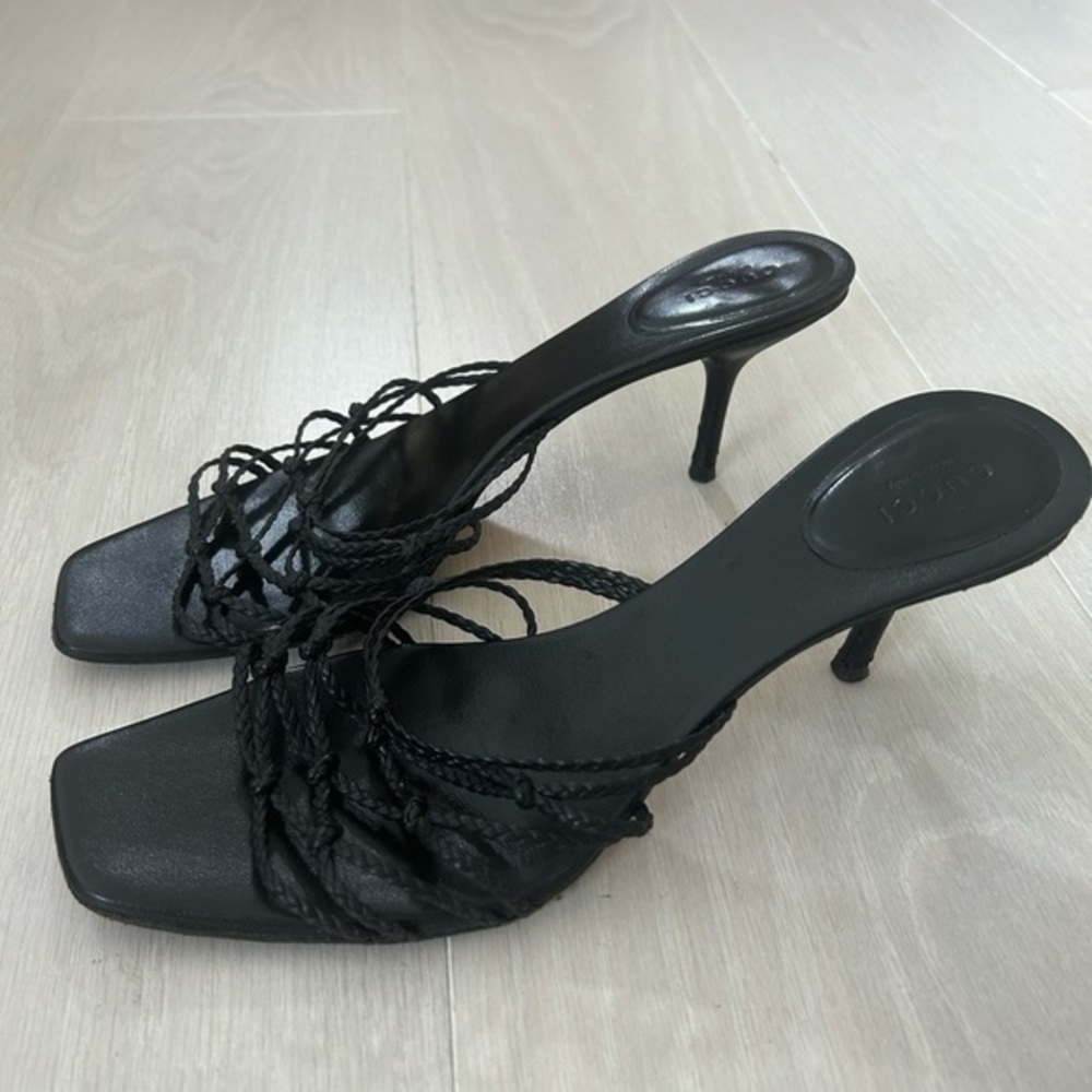 Gucci Black Leather Strappy Heels Size 11